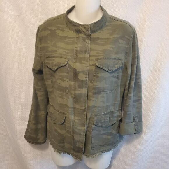 Sanctuary Jackets & Blazers - Revolve Sanctuary Womens Cropped Band Collar Raw Hem Jacket Sz Small Boxy